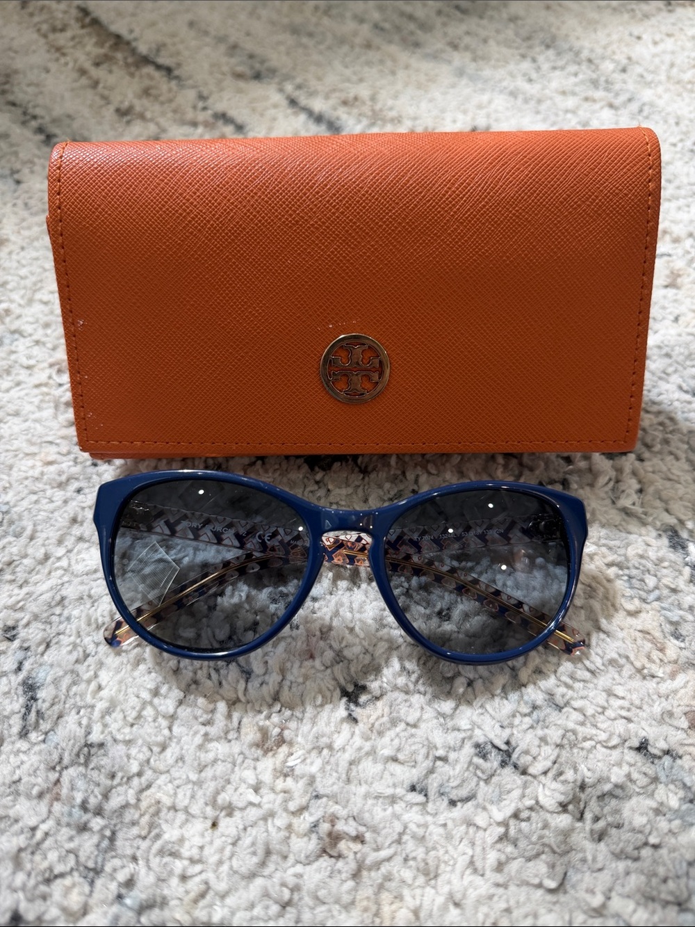 Tory Burch Orange Case with Blue Frame Sunglasses